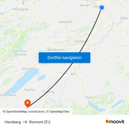 Hersberg to Romont (Fr) map