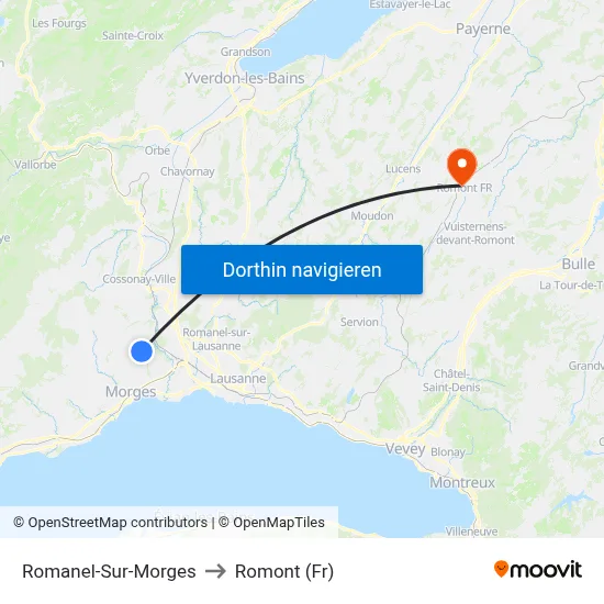 Romanel-Sur-Morges to Romont (Fr) map