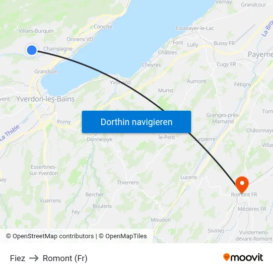 Fiez to Romont (Fr) map