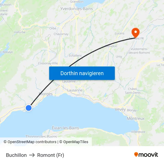 Buchillon to Romont (Fr) map