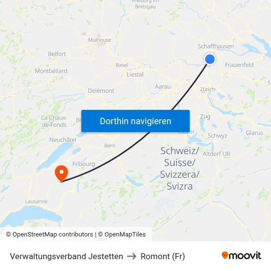 Verwaltungsverband Jestetten to Romont (Fr) map