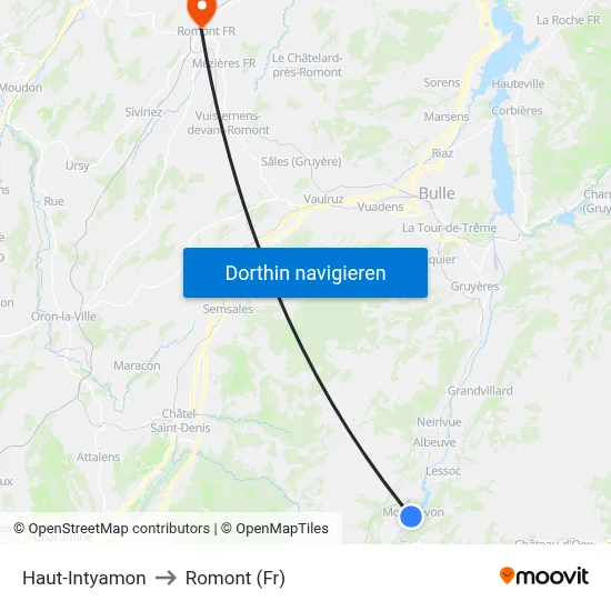 Haut-Intyamon to Romont (Fr) map