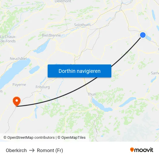 Oberkirch to Romont (Fr) map