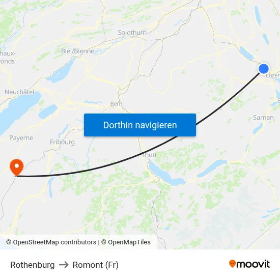 Rothenburg to Romont (Fr) map