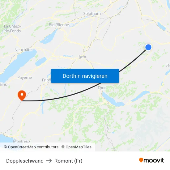 Doppleschwand to Romont (Fr) map