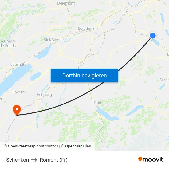 Schenkon to Romont (Fr) map