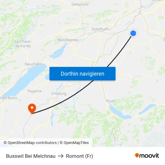 Busswil Bei Melchnau to Romont (Fr) map