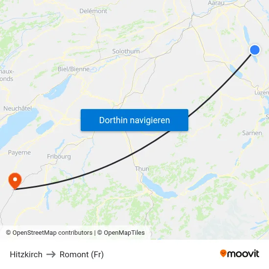 Hitzkirch to Romont (Fr) map