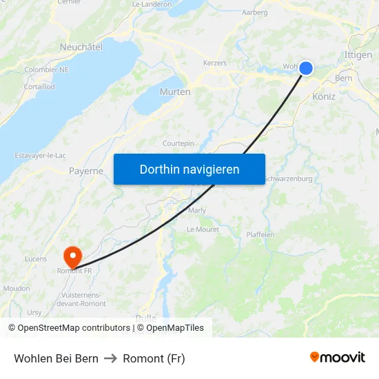 Wohlen Bei Bern to Romont (Fr) map