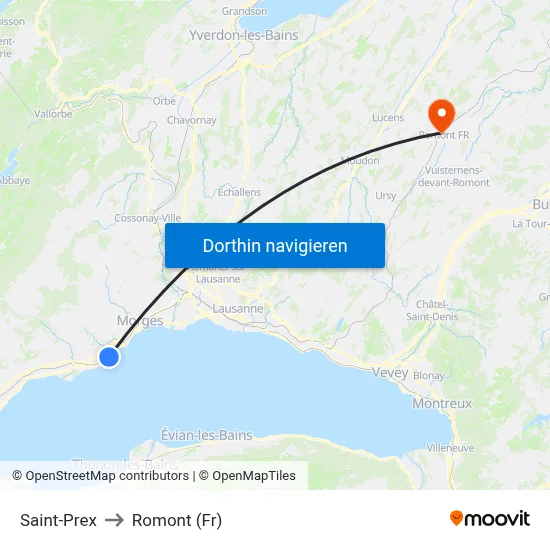 Saint-Prex to Romont (Fr) map