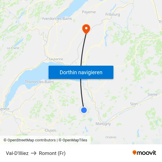 Val-D'Illiez to Romont (Fr) map