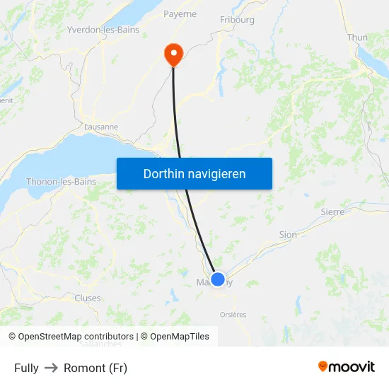 Fully to Romont (Fr) map