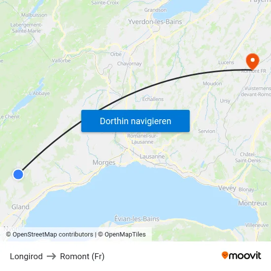 Longirod to Romont (Fr) map
