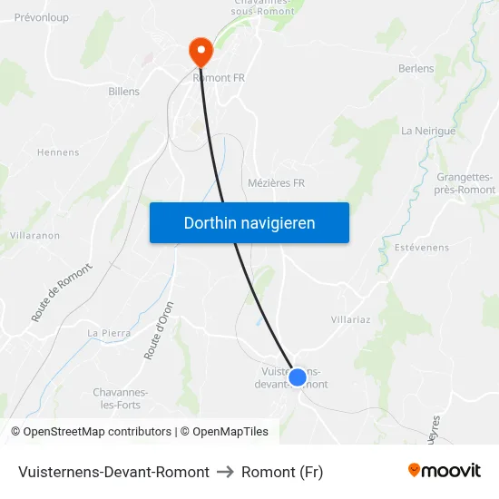 Vuisternens-Devant-Romont to Romont (Fr) map