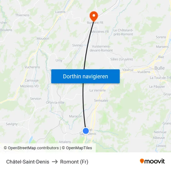 Châtel-Saint-Denis to Romont (Fr) map