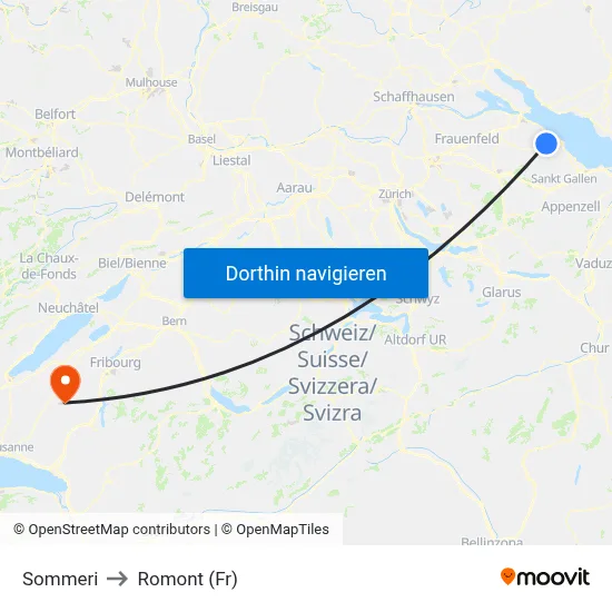 Sommeri to Romont (Fr) map