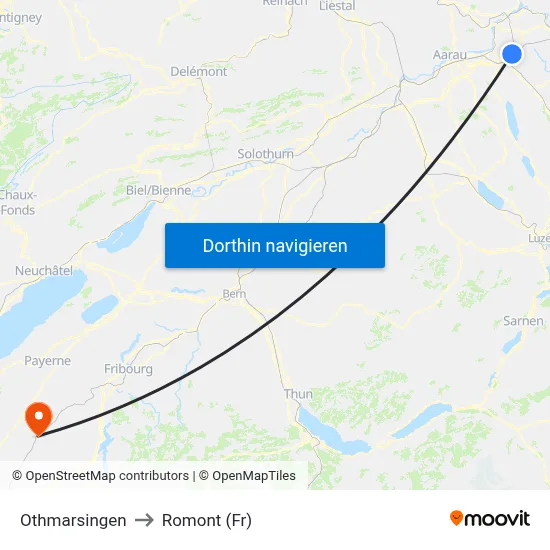 Othmarsingen to Romont (Fr) map