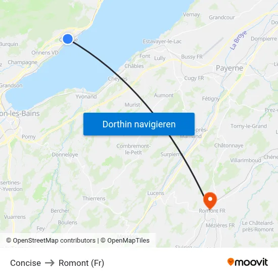 Concise to Romont (Fr) map