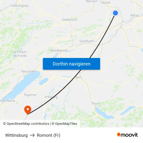 Wittinsburg to Romont (Fr) map