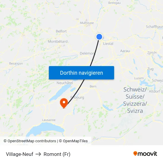 Village-Neuf to Romont (Fr) map