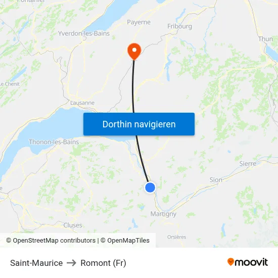 Saint-Maurice to Romont (Fr) map