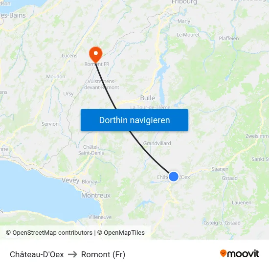 Château-D'Oex to Romont (Fr) map