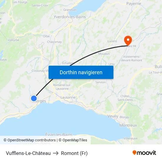 Vufflens-Le-Château to Romont (Fr) map