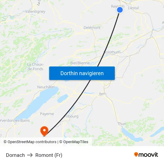 Dornach to Romont (Fr) map
