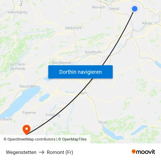 Wegenstetten to Romont (Fr) map