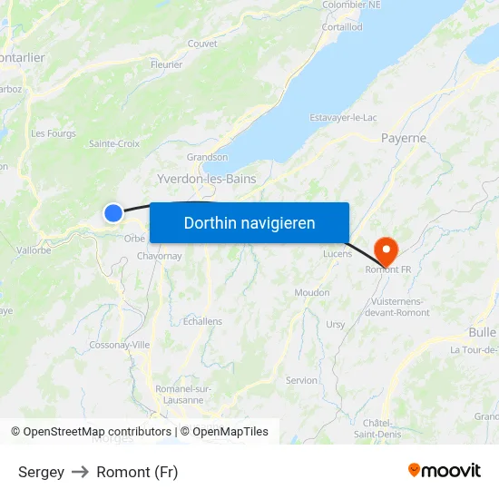 Sergey to Romont (Fr) map