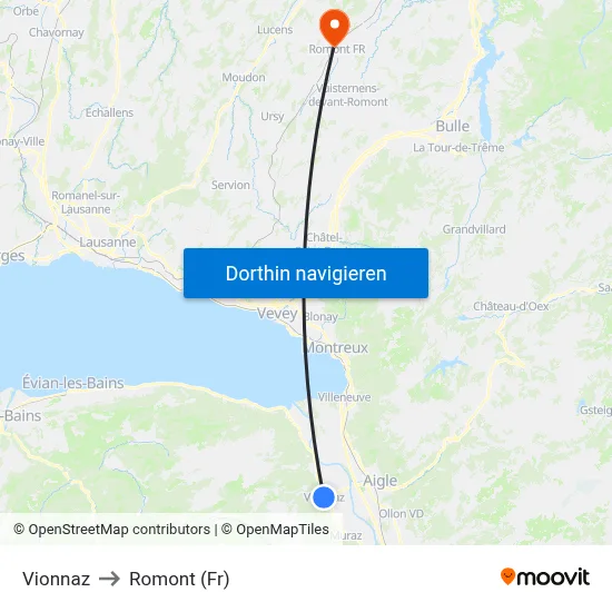 Vionnaz to Romont (Fr) map