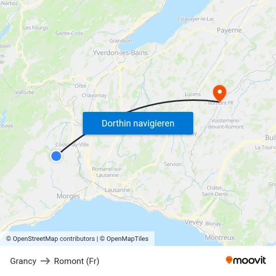 Grancy to Romont (Fr) map