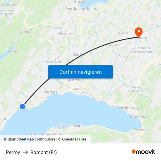 Perroy to Romont (Fr) map