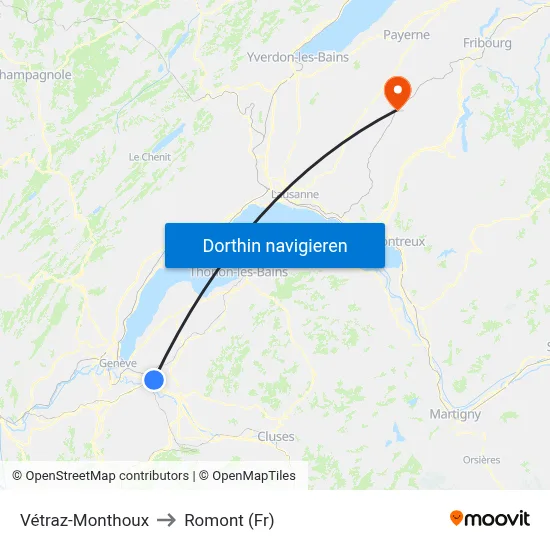 Vétraz-Monthoux to Romont (Fr) map