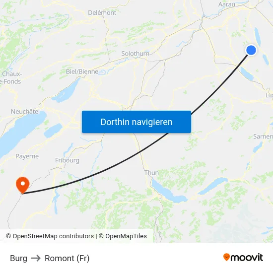 Burg to Romont (Fr) map