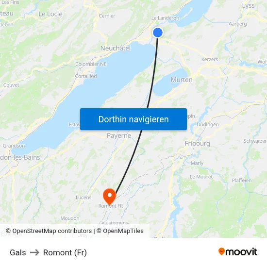 Gals to Romont (Fr) map