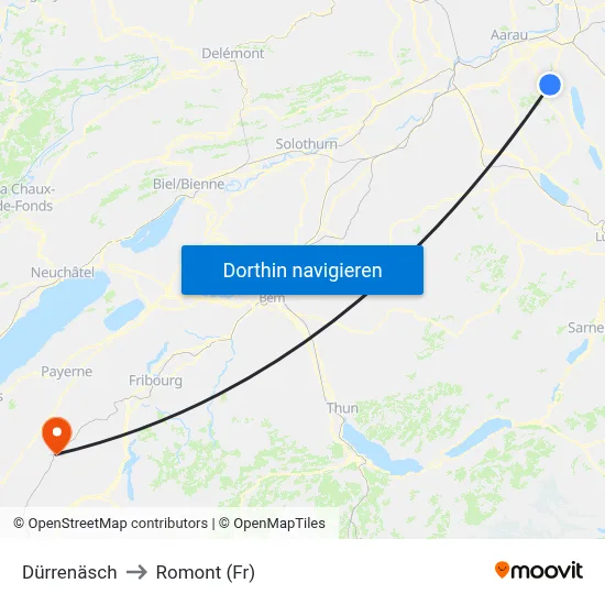 Dürrenäsch to Romont (Fr) map