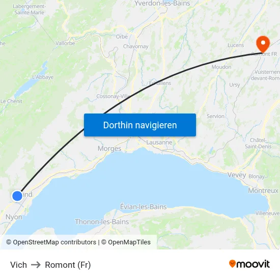Vich to Romont (Fr) map