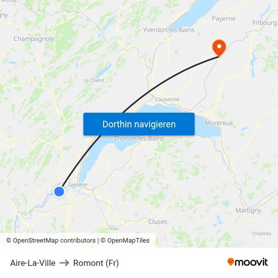 Aire-La-Ville to Romont (Fr) map