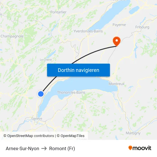 Arnex-Sur-Nyon to Romont (Fr) map