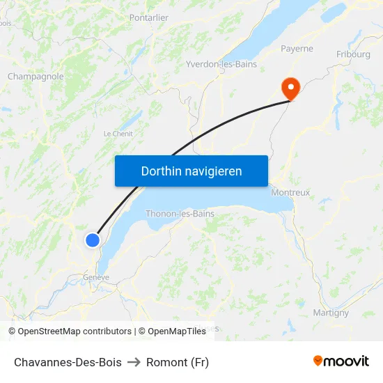 Chavannes-Des-Bois to Romont (Fr) map