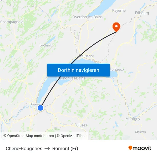 Chêne-Bougeries to Romont (Fr) map