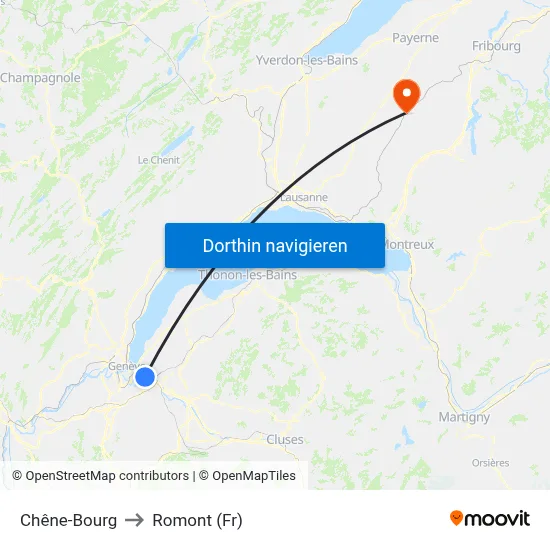 Chêne-Bourg to Romont (Fr) map