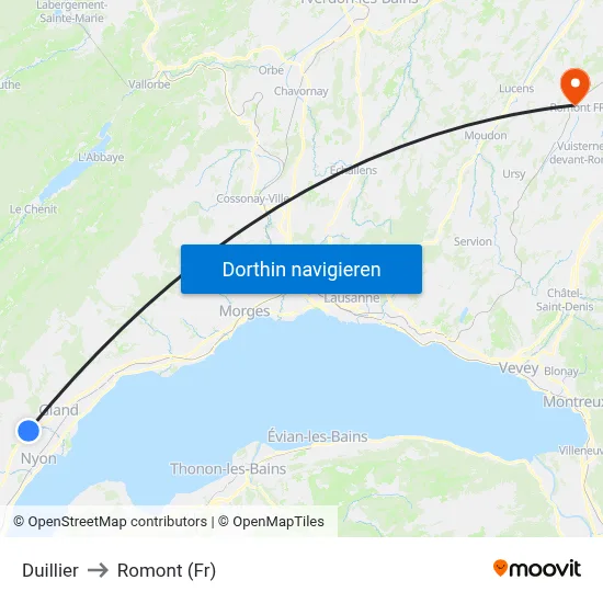 Duillier to Romont (Fr) map