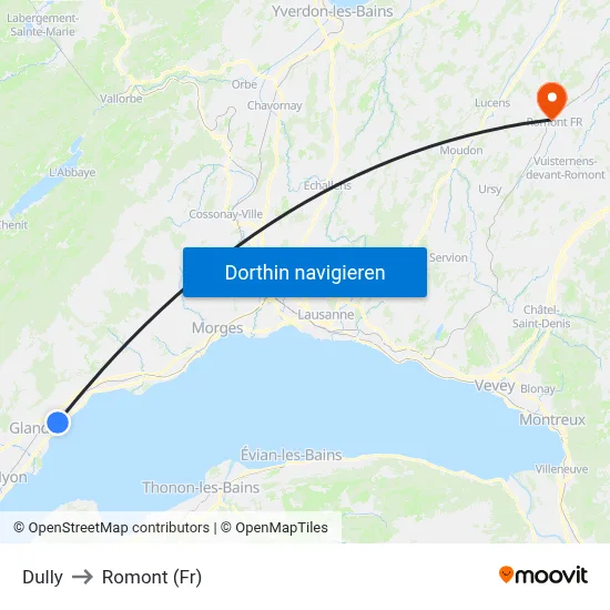 Dully to Romont (Fr) map