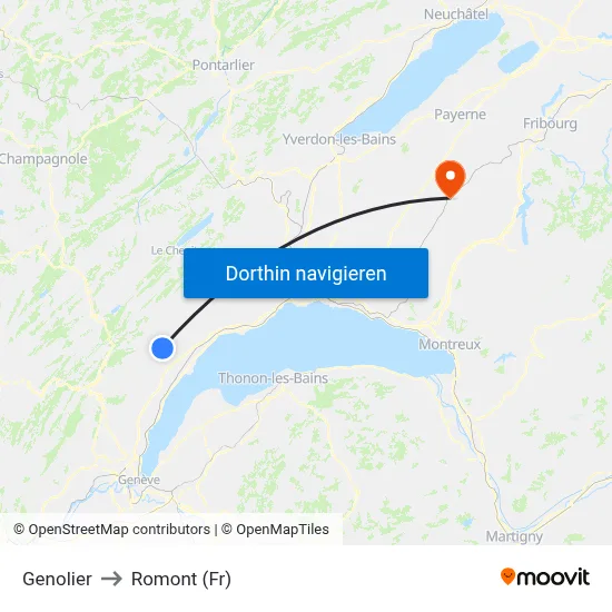 Genolier to Romont (Fr) map