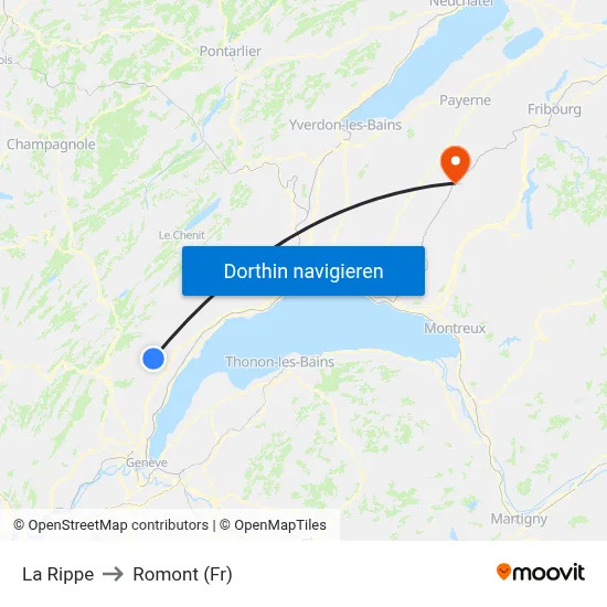 La Rippe to Romont (Fr) map