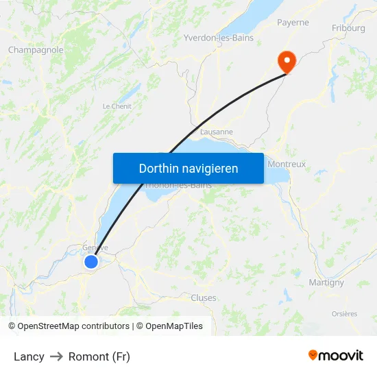 Lancy to Romont (Fr) map