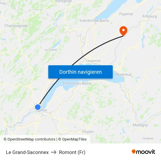 Le Grand-Saconnex to Romont (Fr) map