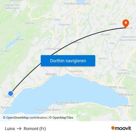 Luins to Romont (Fr) map